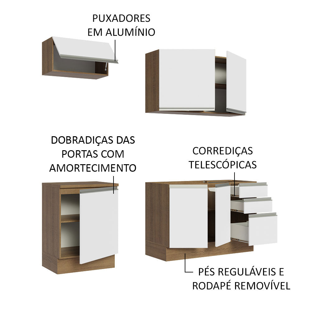 Armário de Cozinha Compacta 180cm Rustic Branco Glamy Madesa 07