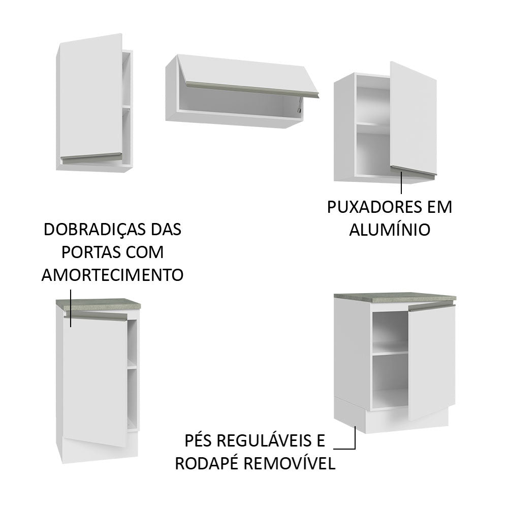 Armário de Cozinha Compacta 180cm Branco Glamy Madesa 12