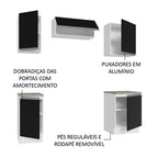 Armário de Cozinha Compacta 180cm Branco/Preto Glamy Madesa 12