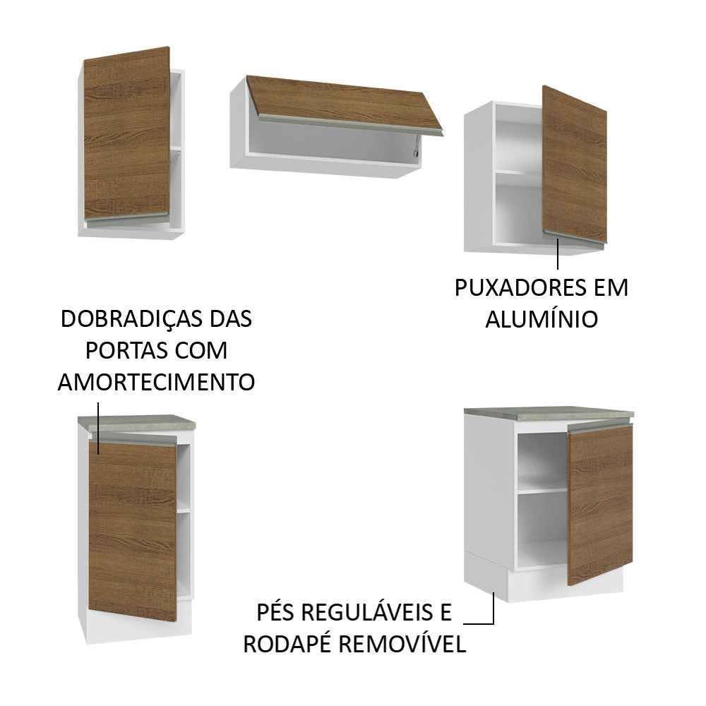 Armário de Cozinha Compacta 180cm Branco/Rustic Glamy Madesa 12