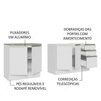 Kit com 2 Balcões de Cozinha Madesa Glamy 4 Portas 3 Gavetas (Sem Tampo e Pia) Branco Branco