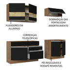 Armário de Cozinha Compacta 200cm Rustic/Preto Glamy Madesa 07