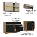 Armário de Cozinha Compacta 200cm Rustic/Preto/Crema Glamy Madesa 07