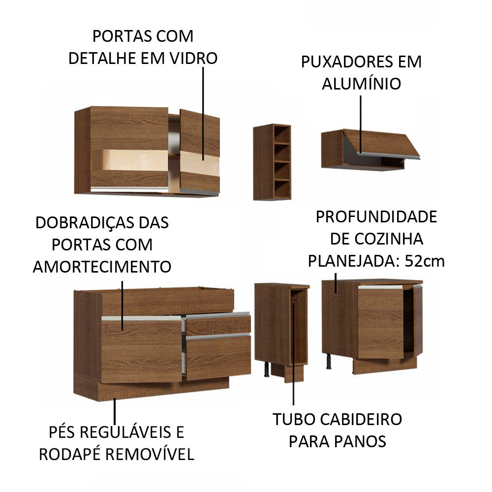 Armário de Cozinha Completa 220cm Rustic Parma Madesa 02