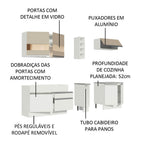 Armário de Cozinha Completa 220cm Branco/Branco/Crema Parma Madesa 02