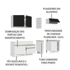 Armário de Cozinha Completa 220cm Branco/Branco/Preto Parma Madesa 03