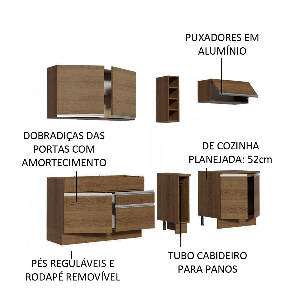 Armário de Cozinha Completa 220cm Rustic Parma Madesa 03