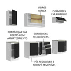 Armário de Cozinha Completa 240cm Branco Preto Glamy Madesa 03
