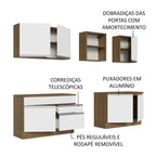 Armário de Cozinha Completa 240cm Rustic/Branco Glamy Madesa 06