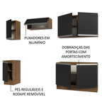 Armário de Cozinha Completa 240cm Rustic/Preto Glamy Madesa 10