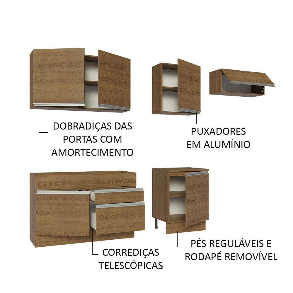 Armário de Cozinha Completa 260cm Rustic Glamy Madesa 03