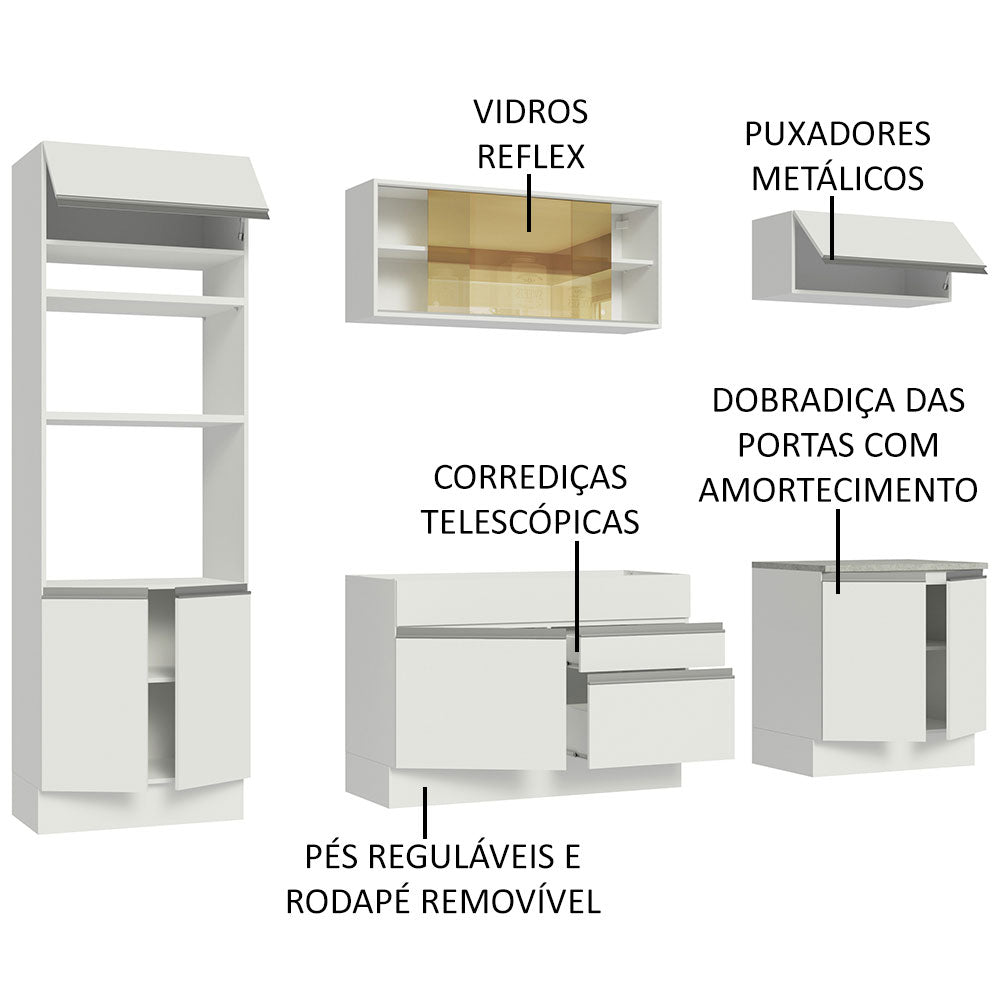 Armário de Cozinha Completa 270cm Branco Glamy Madesa 10