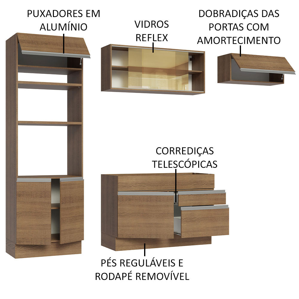 Armário de Cozinha Completa 270cm Rustic Glamy Madesa 11