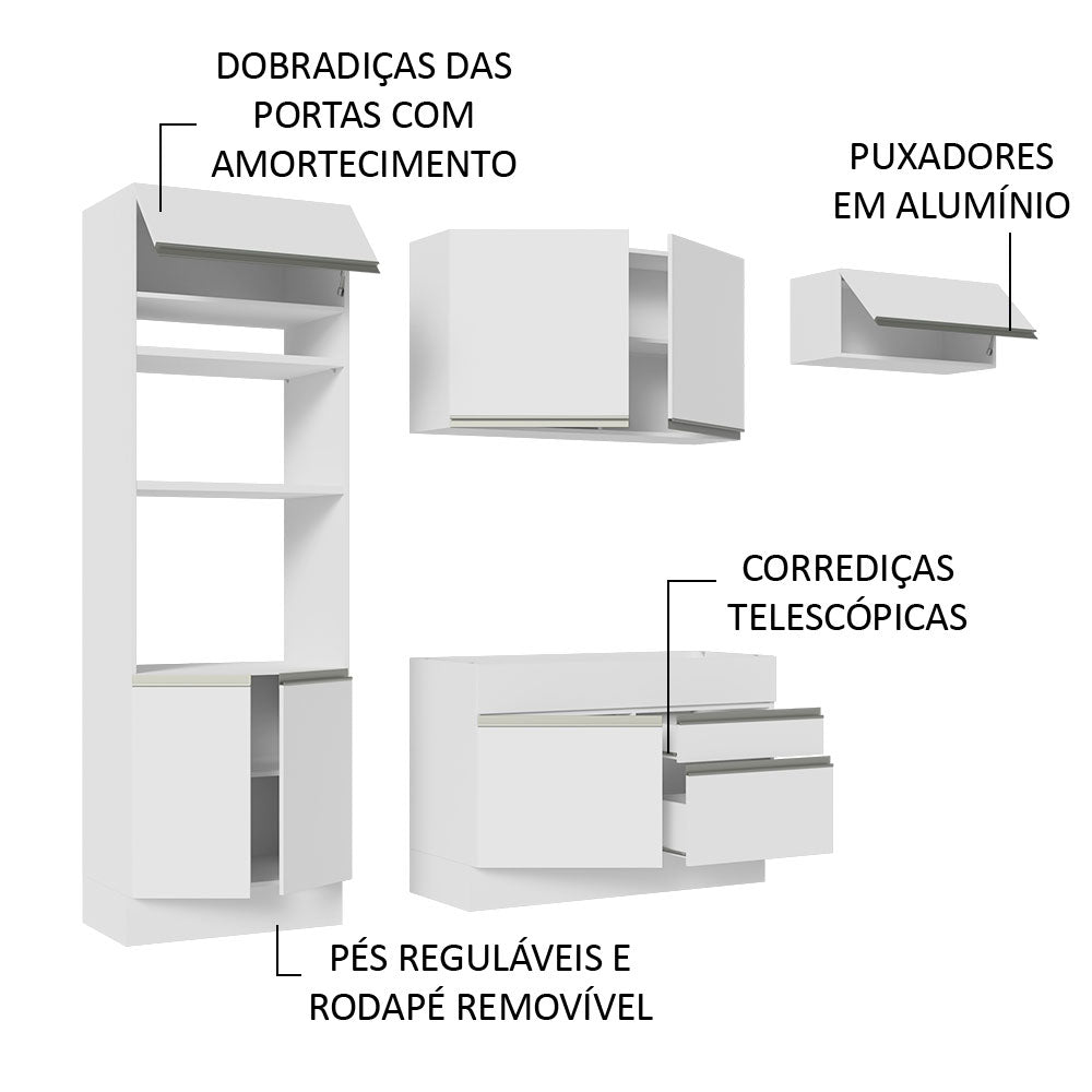 Armário de Cozinha Completa 270cm Branco Glamy Madesa 15
