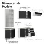 Armário de Cozinha Completa 270cm Branco/Preto Glamy Madesa 16