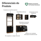 Armário de Cozinha Completa 270 cm Rustic/Preto Glamy Madesa 18