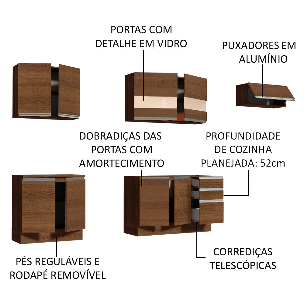 Armário de Cozinha Completa 280cm Rustic Marcela Madesa 03