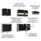 Armário de Cozinha Completa 280cm Branco/Preto Marcela Madesa 03