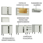 Armário de Cozinha Completa 280cm Branco Genova Madesa 04SR