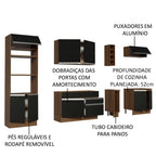 Armário de Cozinha Completa 290cm Rustic/Preto Vicenza Madesa 02