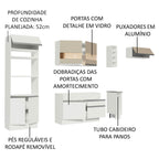 Armário de Cozinha Completa 290cm Branco/Branco/Crema Safira Madesa 03