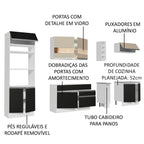 Armário de Cozinha Completa 290cm Branco/Preto/Crema Vicenza Madesa 06