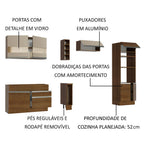 Armário de Cozinha Completa 290cm Rustic/Rustic/Crema Cristal Madesa 09
