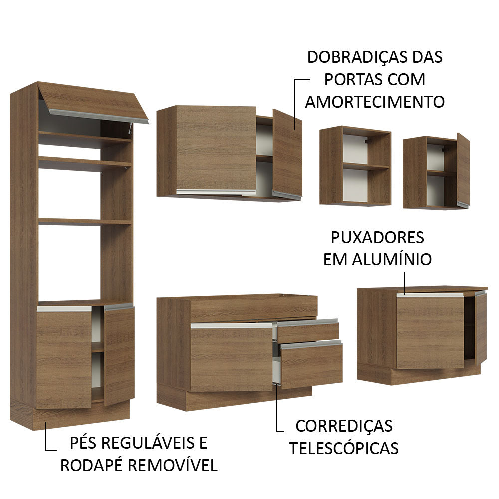 Armário de Cozinha Completa 310cm Rustic Glamy Madesa 02