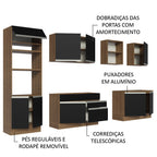 Armário de Cozinha Completa 310cm Rustic/Preto Glamy Madesa 02