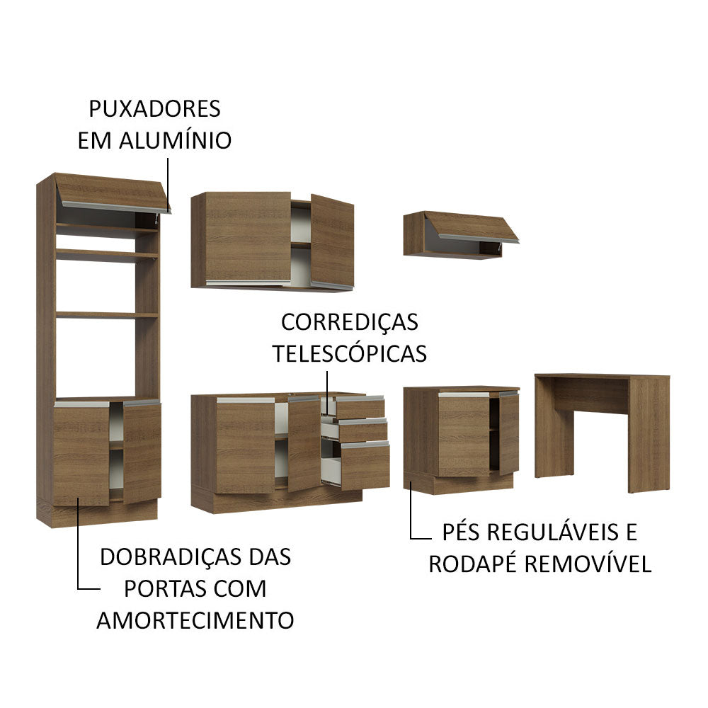 Armário de Cozinha Completa 315cm Rustic Glamy Madesa 02