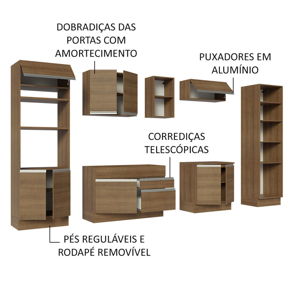Armário de Cozinha Completa 330cm Rustic Glamy Madesa 03