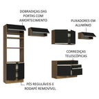 Armário de Cozinha Completa 350cm Rustic/Preto Glamy Madesa 01