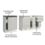 Kit com 2 Balcões de Cozinha Madesa Acordes 100% MDF (Sem Tampo e Pia) Frentes Branco Brilho