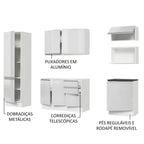 Armário de Cozinha Completa 100% MDF 240cm Frentes Branco Brilho Acordes Madesa 01