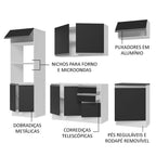 Armário de Cozinha Completa 100% MDF 250cm Branco/Preto Acordes Madesa 03