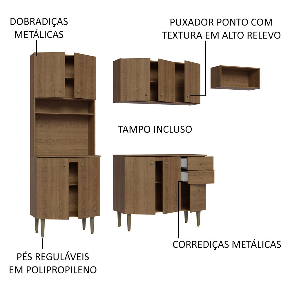 Armário de Cozinha Compacta 235cm Rustic Gourmet Madesa 02
