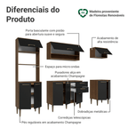 Armário de Cozinha Completa 225 cm Rustic/Preto Lille Madesa 01