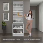 Kit Balcão + Cristaleira 70 x 60 cm Branco/Preto Lux Madesa 01