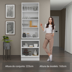 Kit Balcão + Cristaleira 70 x 60 cm Branco/Cinza Lux Madesa 01
