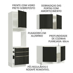 Armário de Cozinha Compacta 180 x 60 cm Branco/Preto Lux Madesa 01