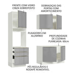Armário de Cozinha Compacta 180 x 60 cm Branco/Cinza Lux Madesa 01