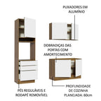 Armário de Cozinha Compacta 180 x 60 cm Rustic/Branco Veludo Lux Madesa 01