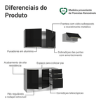 Armário de Cozinha Compacta 180 x 60 cm Branco/Preto Lux Madesa 03