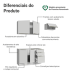 Armário de Cozinha Compacta 180 x 60 cm Branco/Branco Veludo Lux Madesa 03
