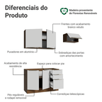 Armário de Cozinha Compacta 180 x 60 cm Rustic/Branco Veludo Lux Madesa 03