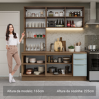 Armário de Cozinha Compacta 190 x 60 cm Rustic/Cinza Lux Madesa 02
