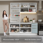 Armário de Cozinha Compacta 190 x 60 cm Branco/Cinza Lux Madesa 02