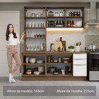 Armário de Cozinha Compacta 190cm Rustic/Branco Veludo Lux Madesa 02