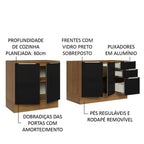 Kit com 2 Balcões de Cozinha Madesa Lux 4 Portas 3 Gavetas (Sem Tampo e Pia) Rustic/Preto