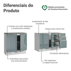 Armário de Cozinha Compacta 200 cm Branco/Cinza Lux Madesa 05